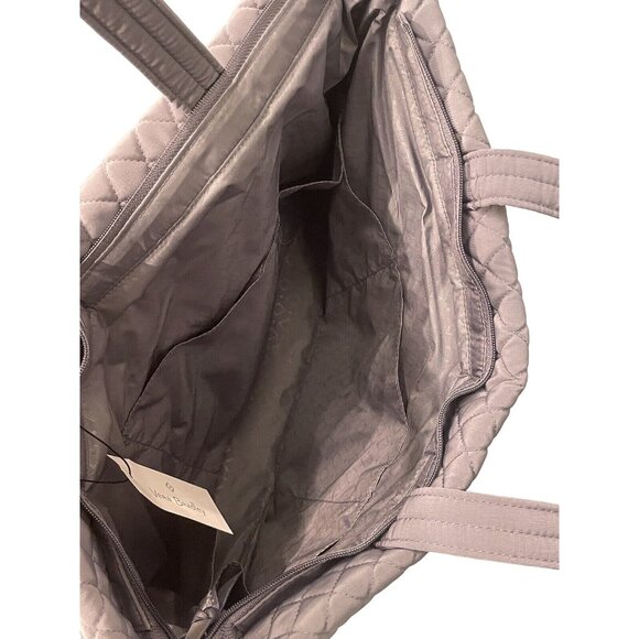 Vera Bradley Happy Hydrangeas Embroidered Hummingbird Large Tote Gray Microfiber - Picture 4 of 6